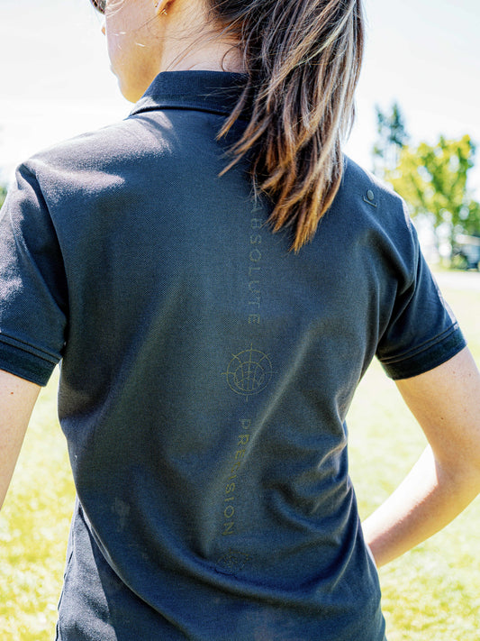 custom made golf polo, screen printed by mindgarden research, modern golf polo design